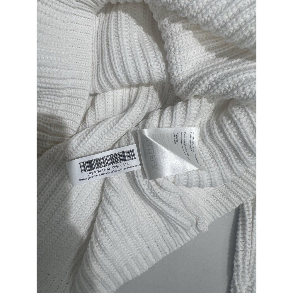 Quince 100% Organic Cotton Fisherman Crew Sweater Ivory Size L Preppy Classic - Picture 4 of 9